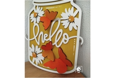 3D Butterfly Mason Jar Sign SVG| Daisy Mason Jar Sign SVG Product Image 2