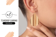Wooden Teardrop Earring Png Detailed Texture Product Image 1