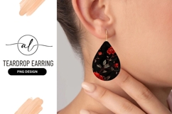Red Floral Pattern on Black Background with Detailed Leaves Product Image 1