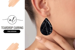 Black Marble Teardrop Earring Stone Effect Png Product Image 1