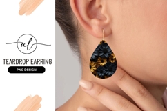 Dark Blue and Gold Floral Pattern with Black Centers Product Image 1