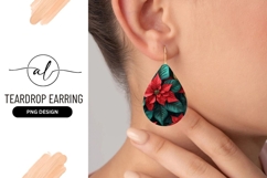 Red Poinsettia Flowers and Teal Leaves with Gold Veins Product Image 1