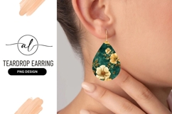 Floral Illustration with Gold and Cream Flowers on Teal Product Image 1