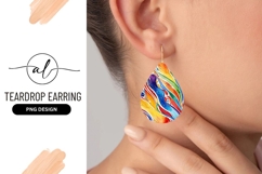 Abstract Colorful Watercolor Teardrop Earring Png Product Image 1