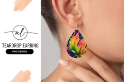 Colorful Tropical Leaves Teardrop Earring Png Product Image 1