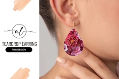 Pink Paper Flowers Teardrop Earring Png Product Image 1