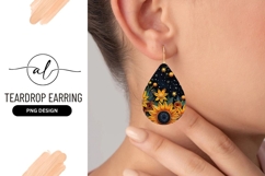 Sunflower Floral Pattern Teardrop Earring Png Product Image 1