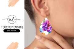 Watercolor Floral Arrangement Teardrop Earring Png Design Product Image 1