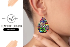 Floral Stained Glass Teardrop Earring Png Product Image 1
