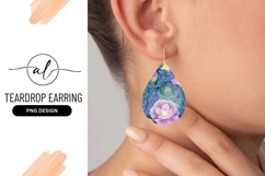 Exotic Flower Teardrop Earring Png Botanical Design Product Image 1