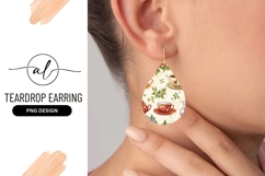 Tea Cups and Leaves Teardrop Earring Png Design Product Image 1