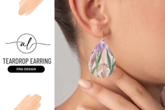 Elegant Teardrop Earring Png Design with Floral Tulips Product Image 1