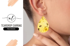 Bee and Flower Pattern Teardrop Earring Png Design Product Image 1