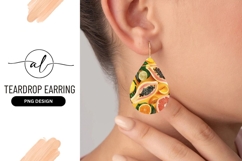 Vibrant Teardrop Earring Png Design with tropical fruits Product Image 1