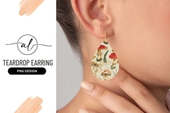 Whimsical Teardrop Earring Png Design with Mushrooms Product Image 1