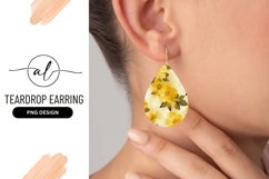 Yellow Floral Teardrop Earring Png Design Product Image 1