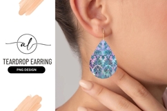Teardrop Earring Png Design with Floral Pattern Product Image 1