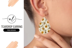 White Daisy Teardrop Earring Png Design Product Image 1