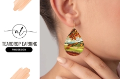 Autumn Landscape Teardrop Earring Png Design Product Image 1