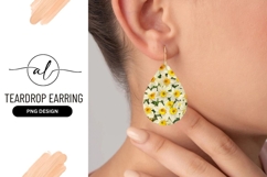 Floral Teardrop Earring Png Design Product Image 1
