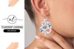 Coral Reef Pattern Teardrop Earring Png Design Product Image 1