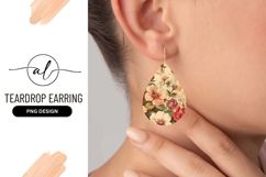 Vintage Floral Teardrop Earring Png Design Product Image 1