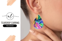 Vibrant Tropical Leaf Teardrop Earring Design Png Product Image 1