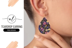 Floral Teardrop Earring Png Design Product Image 1