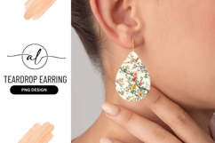 Teardrop Earring Png Design with Floral Pattern Product Image 1