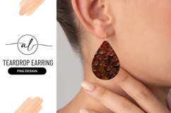 Teardrop earring png design with leaf pattern Product Image 1