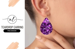 Teardrop earring png design with sparkling sequins Product Image 1