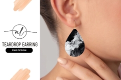Teardrop Earring Png Black And White Marble Product Image 1