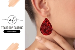 Red sparkling teardrop earring design Product Image 1