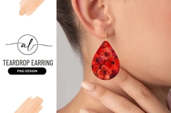 Vibrant red floral teardrop earring design png Product Image 1
