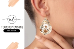 Elegant teardrop earring png design with floral pattern Product Image 1