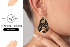 Elegant teardrop earring png design with floral pattern Product Image 1