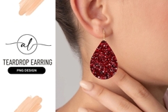 Red glitter teardrop earring design png Product Image 1