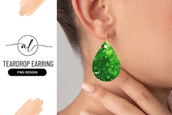 Green teardrop earring png design Product Image 1