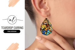Stained Glass Teardrop Earring Png Design Product Image 1