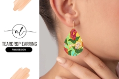 Colorful Floral Pattern Teardrop Earring Png Product Image 1
