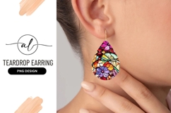 Floral Stained Glass Teardrop Earring Png Design Product Image 1