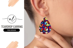 Colorful Teardrop Earring Png Stained Glass Design Product Image 1