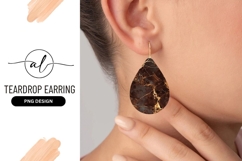 Brown Marble Gold Veins Teardrop Earring Png Product Image 1