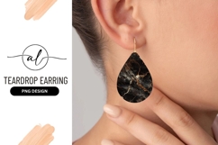 Black Marble Teardrop Earring Png Design Product Image 1