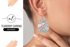 Hearts Pattern Teardrop Earring Png Design Product Image 1