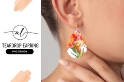 Floral Teardrop Earring Design Digital Art Product Image 1