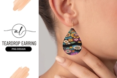 Painted Flowers Design Teardrop Earring Png Product Image 1