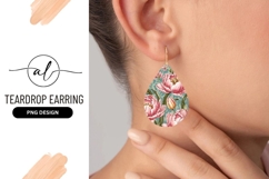 Pink Floral Teardrop Earring Png Design Product Image 1
