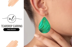 Green Fluid Art Teardrop Earring Png Product Image 1
