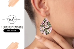 Floral Teardrop Earring Png Pink Anemones Design Product Image 1